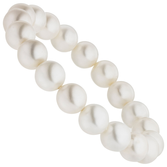 Armband Muschelkern Perlen weiß 10 mm 17 cm Perlenarmband