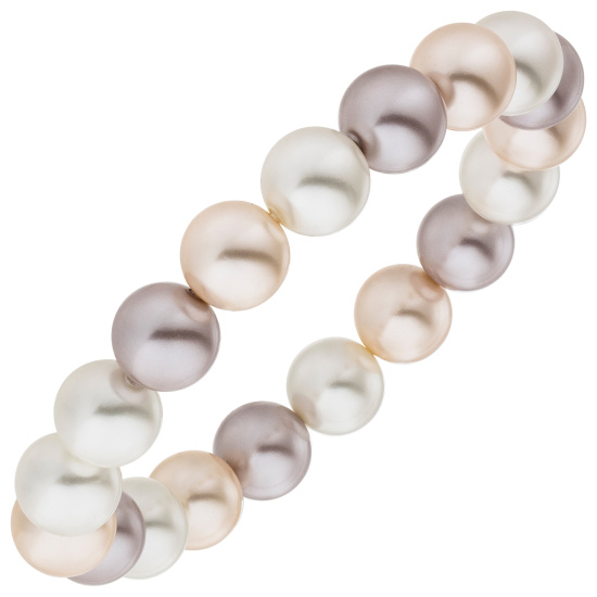 Armband Muschelkern Perlen multicolor 10 mm 17 cm Perlenarmband