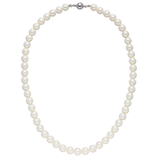 Halskette Kette Muschelkern Perlen weiß 8 mm 45 cm