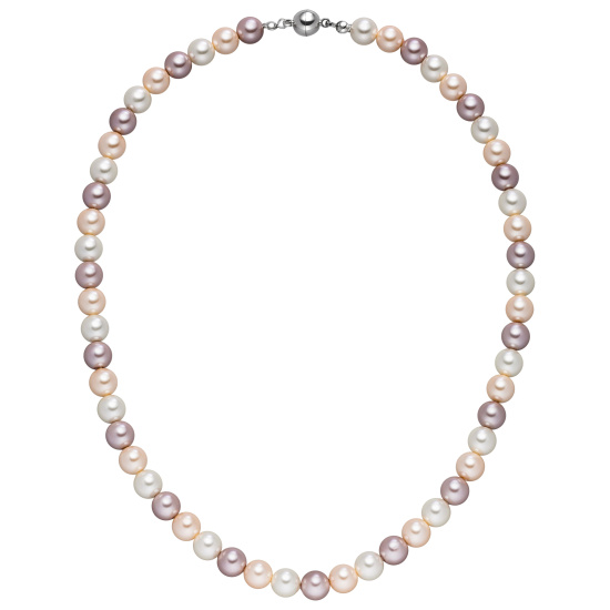 Halskette Kette Muschelkern Perlen multicolor 8 mm 45 cm