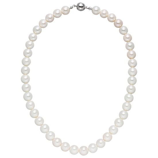 Halskette Kette Muschelkern Perlen weiß 10 mm 45 cm
