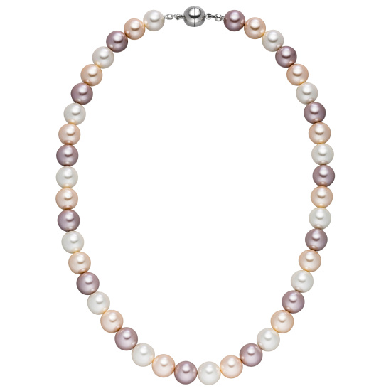 Halskette Kette Muschelkern Perlen multicolor 10 mm 45 cm