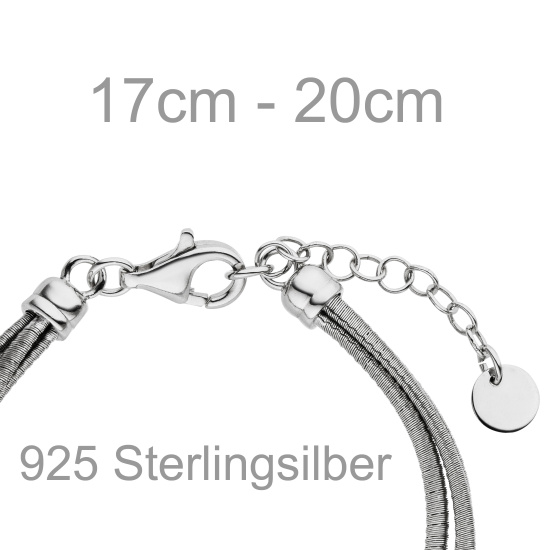 Armband 3-reihig 925 Sterling Silber matt 20 cm Silberarmband
