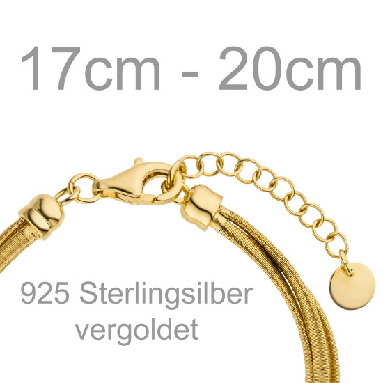 Armband 3-reihig 925 Sterling Silber vergoldet matt 20 cm