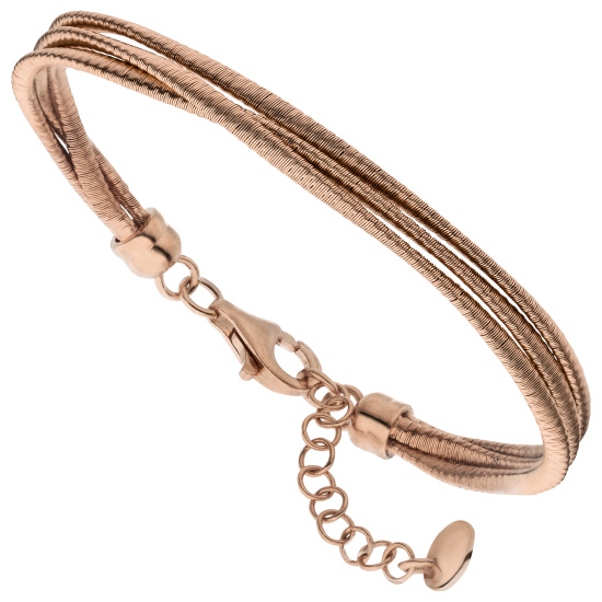 Armband 3-reihig 925 Sterling Silber rotgold vergoldet matt 20 cm