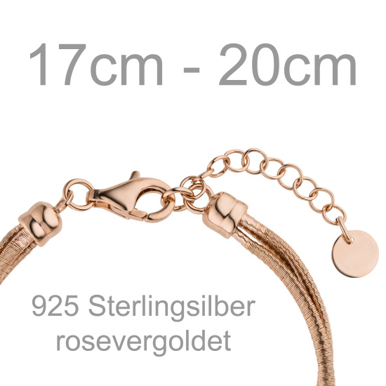 Armband 3-reihig 925 Sterling Silber rotgold vergoldet matt 20 cm