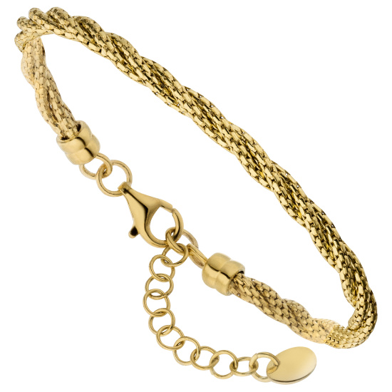 Armband verschlungen 925 Sterling Silber vergoldet 20 cm