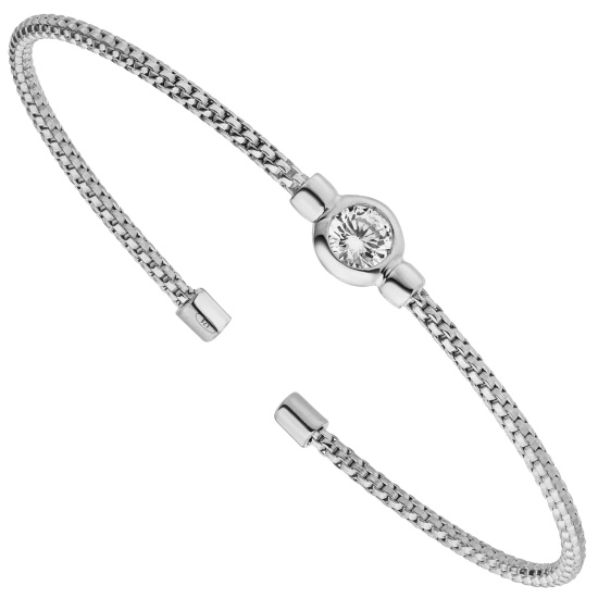 Armspange / offener Armreif 925 Sterling Silber 1 Zirkonia 17,5 cm