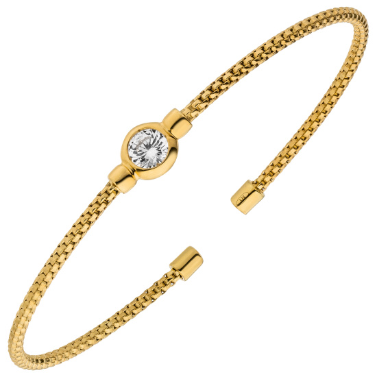 Armspange / offener Armreif 925 Silber gold vergoldet 1 Zirkonia 17,5 cm