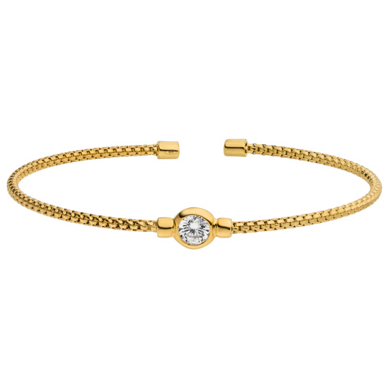 Armspange / offener Armreif 925 Silber gold vergoldet 1 Zirkonia 17,5 cm