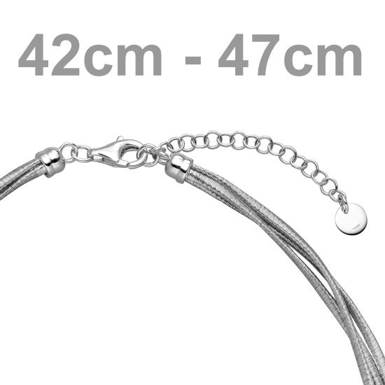 Collier Halskette mehrreihig 925 Sterling Silber matt 47 cm Kette