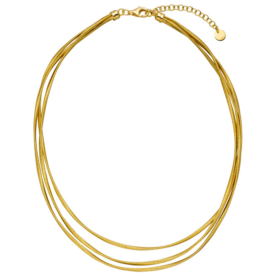 Collier Halskette mehrreihig 925 Sterling Silber gold vergoldet matt 47 cm