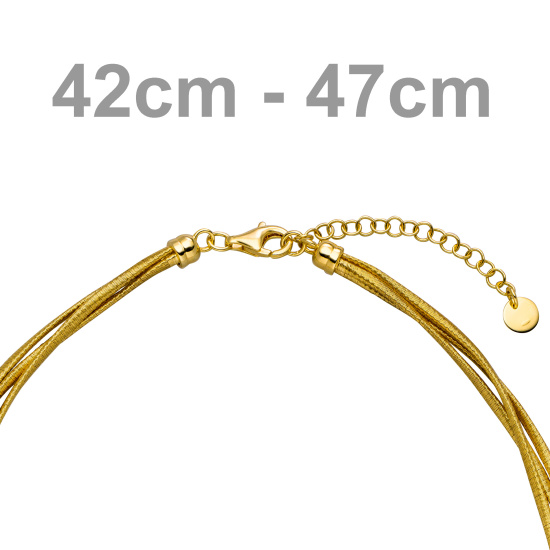 Collier Halskette mehrreihig 925 Sterling Silber gold vergoldet matt 47 cm