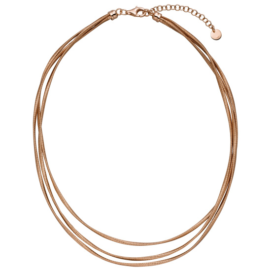 Collier Halskette mehrreihig 925 Sterling Silber rotgold vergoldet matt 47 cm