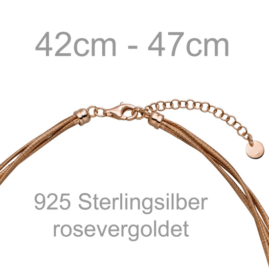 Collier Halskette mehrreihig 925 Sterling Silber rotgold vergoldet matt 47 cm