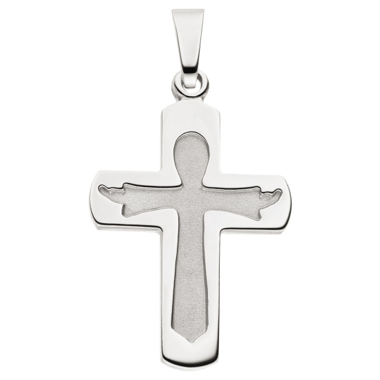 Anhänger Kreuz 925 Sterling Silber mattiert Kreuzanhänger