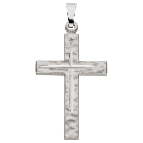 Anhänger Kreuz 925 Silber mattiert diamantiert Kreuzanhänger