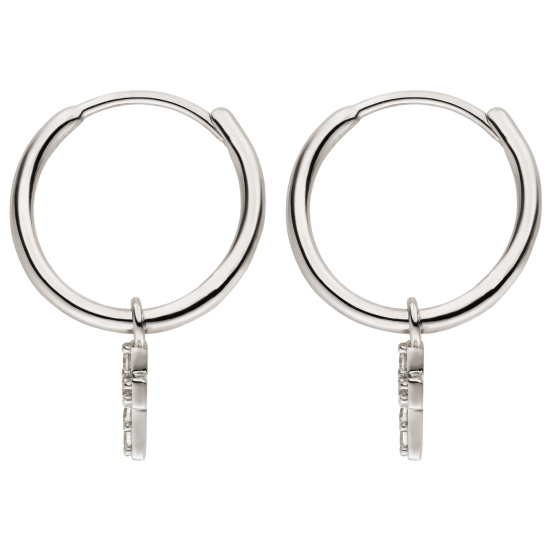 Creolen Kreuz 925 Silber 12 Zirkonia Ohrringe Silbercreolen Silberohrringe