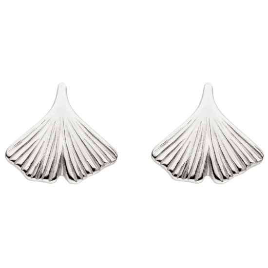 Ohrstecker Ginkgo 925 Sterling Silber mattiert Ohrringe Silberohrringe