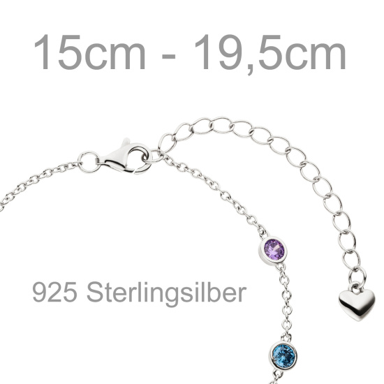 Armband 925 Sterling Silber 7 Zirkonia 19,5 cm