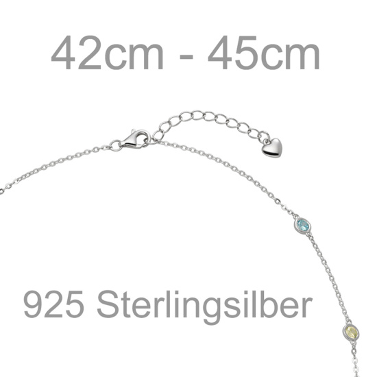 Collier Halskette 925 Sterling Silber 12 bunte Zirkonia 45 cm