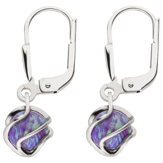 Ohrhänger 925 Sterling Silber 2 Opale Ohrringe Boutons Silberohrringe