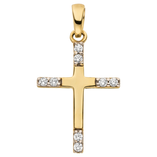 Anhänger Kreuz 333 Gold Gelbgold 8 Zirkonia Kreuzanhänger