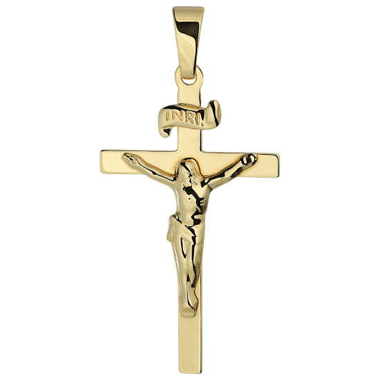 Anhänger Kreuz 333 Gold Gelbgold Goldkreuz mit Korpus INRI