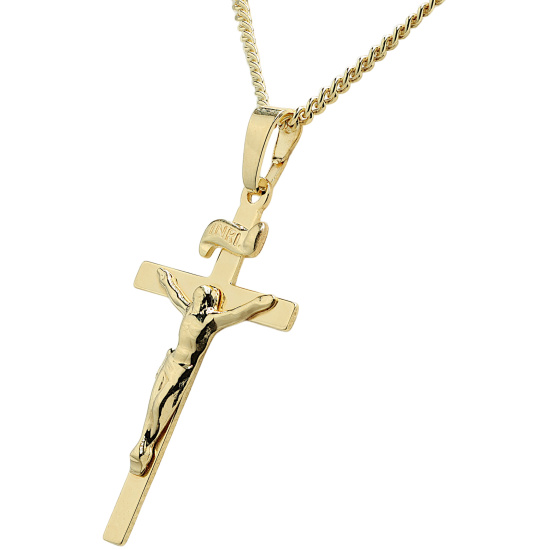 Anhänger Kreuz 333 Gold Gelbgold Goldkreuz mit Korpus INRI