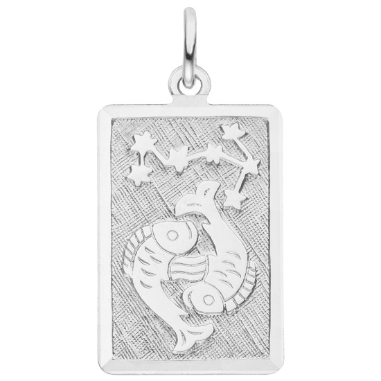 Anhänger Sternzeichen Fische eckig 925 Sterling Silber matt