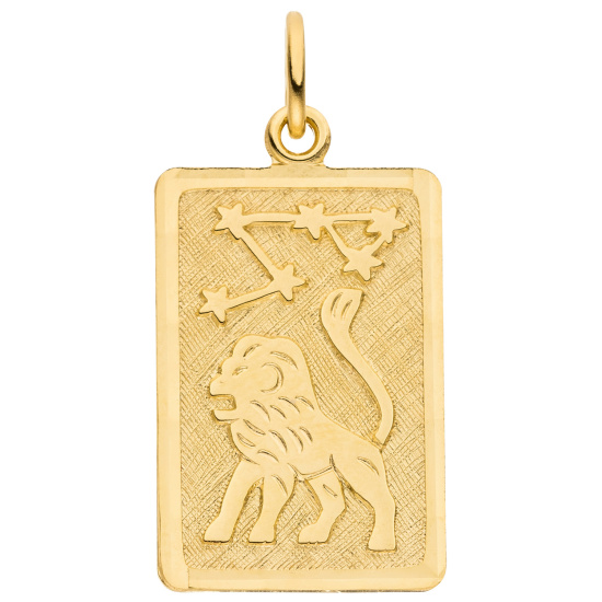 Anhänger Sternzeichen Löwe eckig 333 Gold Gelbgold matt
