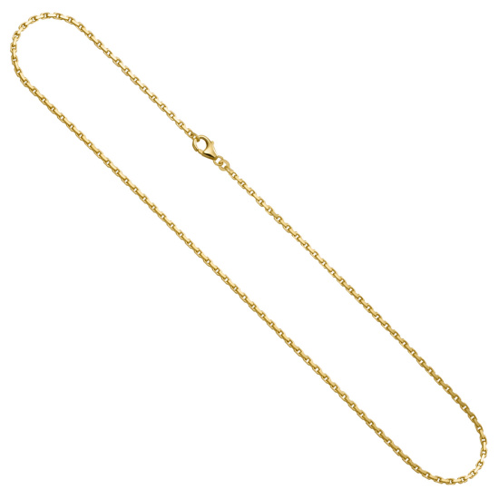 Ankerkette 333 Gold Gelbgold massiv diamantiert 2,0 mm 45 cm Kette Halskette