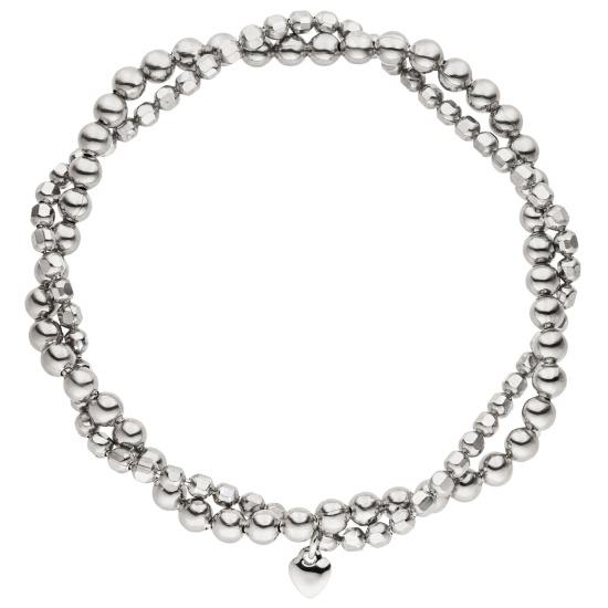 Armband Kugelarmband Herz 2-reihig verschlungen 925 Sterling Silber 16,5 cm