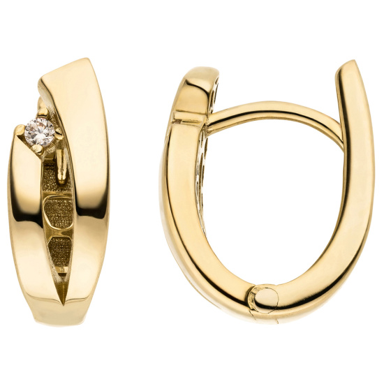 Creolen 333 Gold Gelbgold 2 Zirkonia Ohrringe Goldcreolen Goldohrringe