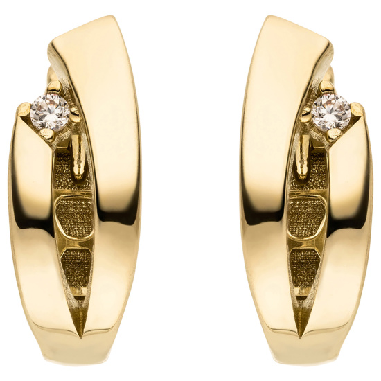 Creolen 333 Gold Gelbgold 2 Zirkonia Ohrringe Goldcreolen Goldohrringe