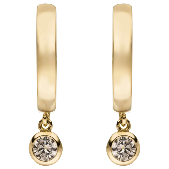 Creolen 333 Gold Gelbgold 2 Zirkonia Ohrringe Goldcreolen Goldohrringe