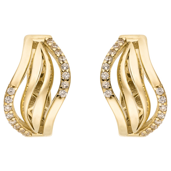 Creolen 333 Gold Gelbgold 32 Zirkonia Ohrringe Goldcreolen Goldohrringe