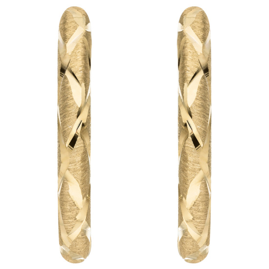 Creolen 333 Gold Gelbgold mattiert diamantiert Ohrringe Goldcreolen
