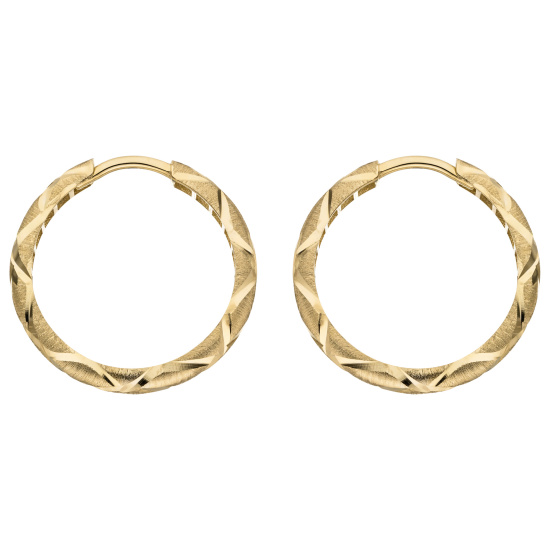 Creolen 333 Gold Gelbgold mattiert diamantiert Ohrringe Goldcreolen