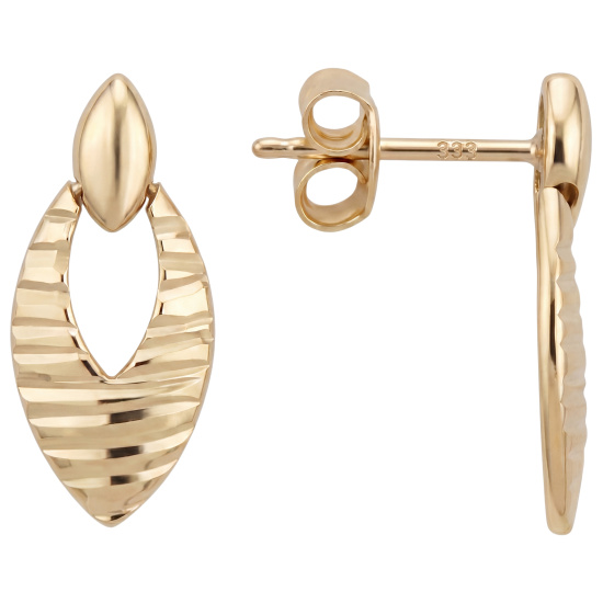 Ohrstecker oval 333 Gelbgold diamantierte Ohrringe