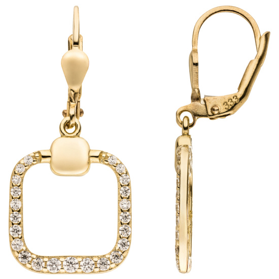 Ohrhänger 333 Gold Gelbgold 46 Zirkonia Ohrringe Boutons Goldohrringe