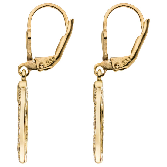 Ohrhänger 333 Gold Gelbgold 46 Zirkonia Ohrringe Boutons Goldohrringe