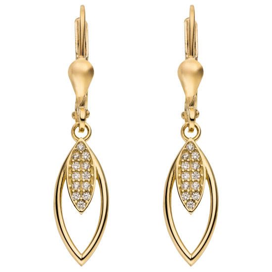 Ohrhänger 333 Gold Gelbgold 24 Zirkonia Ohrringe Boutons Goldohrringe