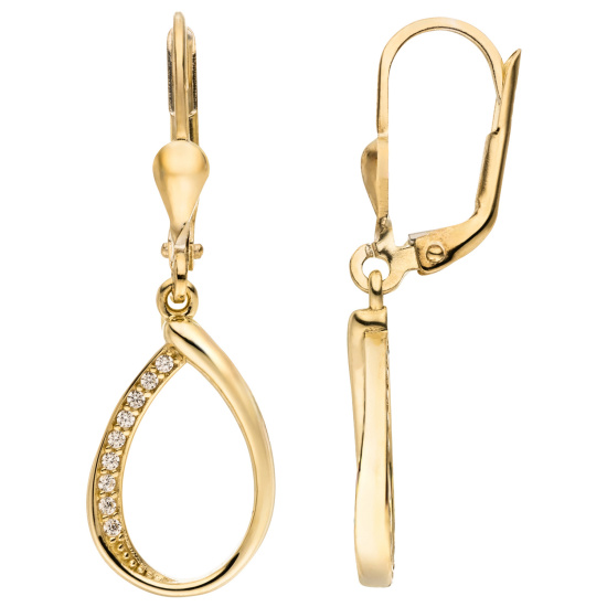Ohrhänger Tropfen 333 Gold Gelbgold 18 Zirkonia