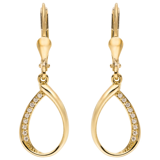 Ohrhänger Tropfen 333 Gold Gelbgold 18 Zirkonia