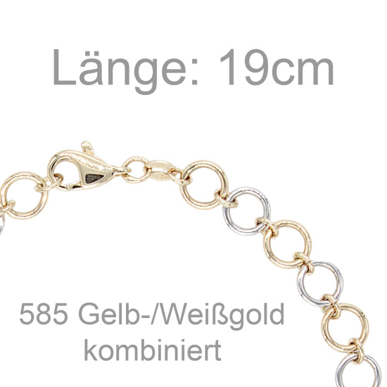 Armband 585 Gold Gelbgold Weißgold bicolor 19 cm