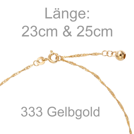 Fußkettchen mit Kugel 333 Gelbgold 25 cm Federring
