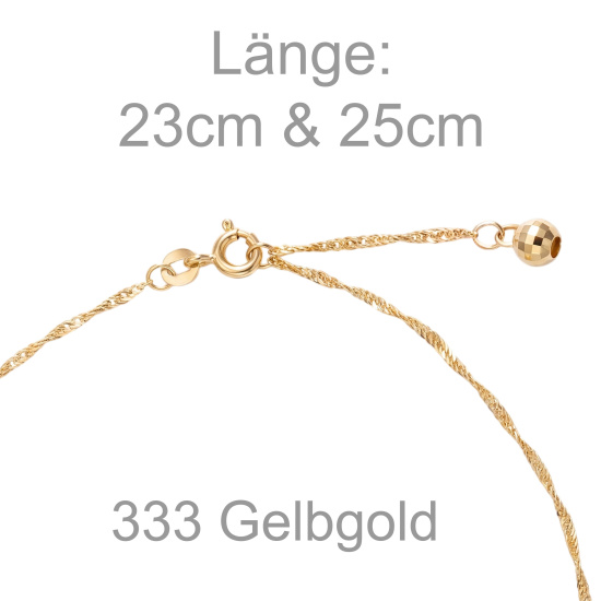 Fußkettchen mit Kugel 333 Gelbgold 25 cm Federring