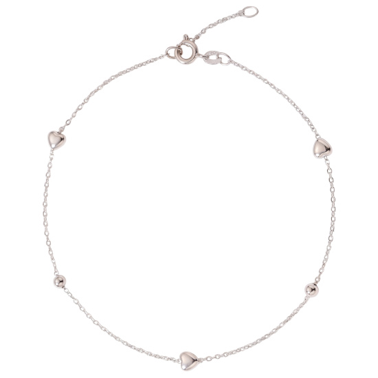 Fußkettchen Herz/Kugel 925 Sterling Silber Federring