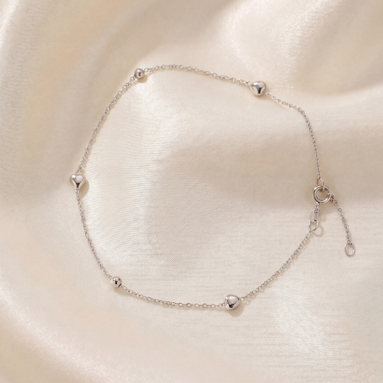 Fußkettchen Herz/Kugel 925 Sterling Silber Federring